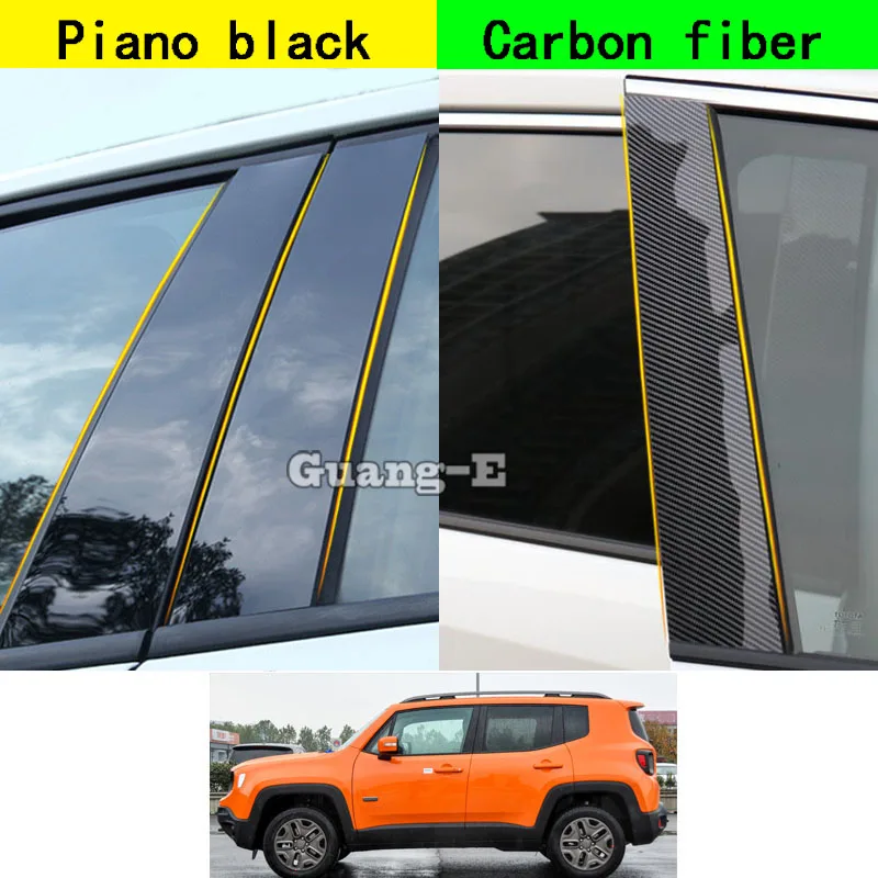 For Jeep Renegade 2016 2017 2018 2019 2020-2023 Car PC Material Pillar Post Cover Door Trim Window Piano Black Molding Sticker