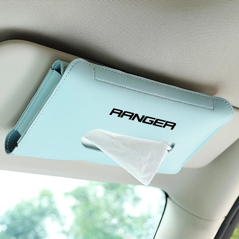 Car Sun Visor Hanging Tissue Storage Box Auto Accessories For Ford Ranger Raptor Wildtrak 2023 T6 XLT 2022 T7 T8 2015 XLS XL 4X4