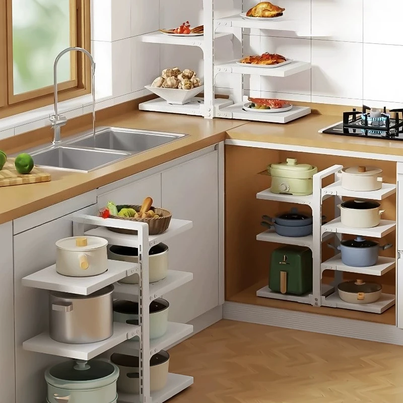 Kitchen Cookware Storage Rack Under The Sink, Layered Shelves in The Cabinet, Extendable Cabinet, Dish Storage Shelf for Home