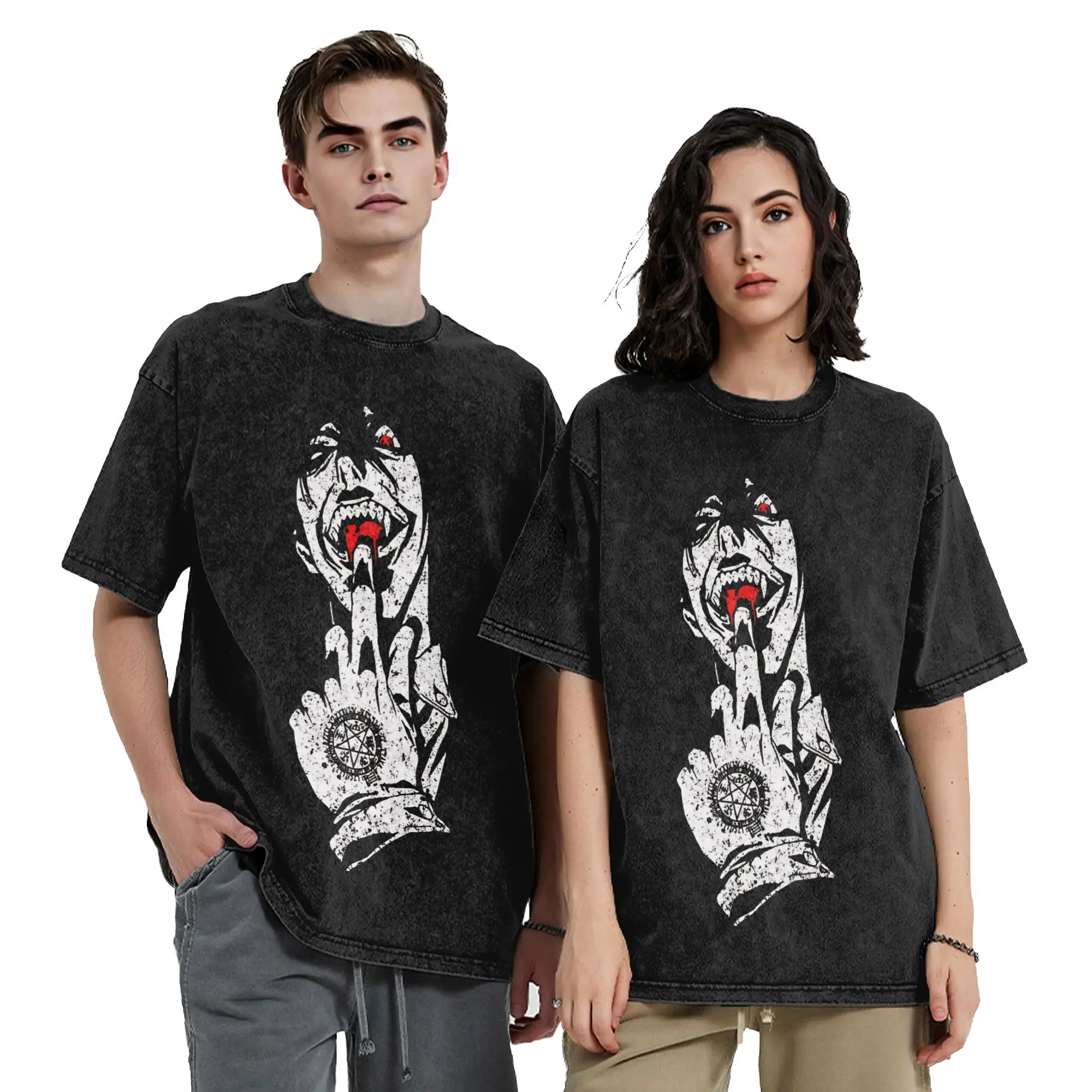 Hellsing - Alucard T Shirt Hip Hop Washed 100% Cotton Oversize T-Shirts  Novelty Men Women Streetwear Printed Tops Tees view 4