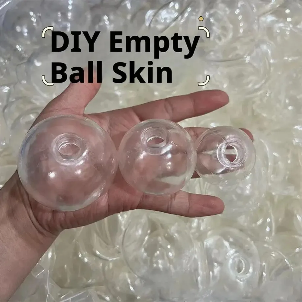 6Pcs TPR Clear Empty Ball Transparent Hollow Empty Inside DIY Stress Relief Ball Elastic Stretchable Thick Wear Resistant