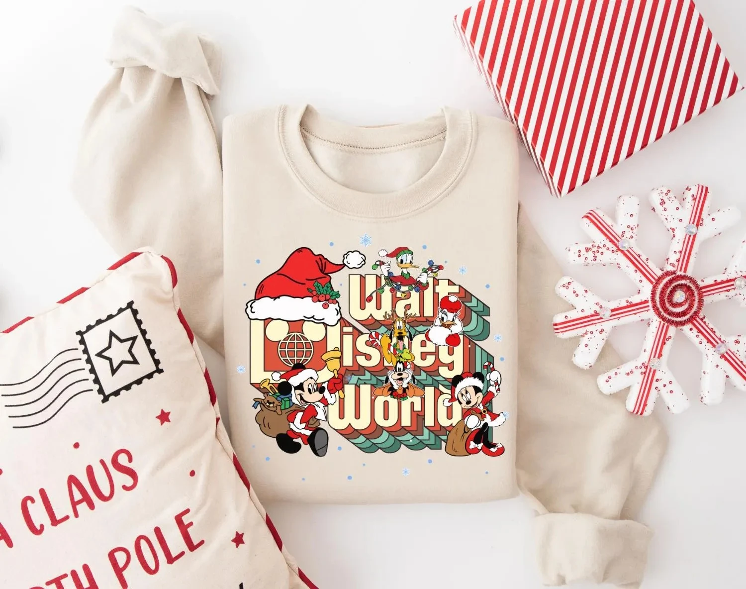 سويت شيرت ميكي آند فريندز لعيد الميلاد والت ديزني وورلد سويت شيرت ريترو ديزني سترة ديزني فاميلي لعيد الميلاد بقلنسوة #5