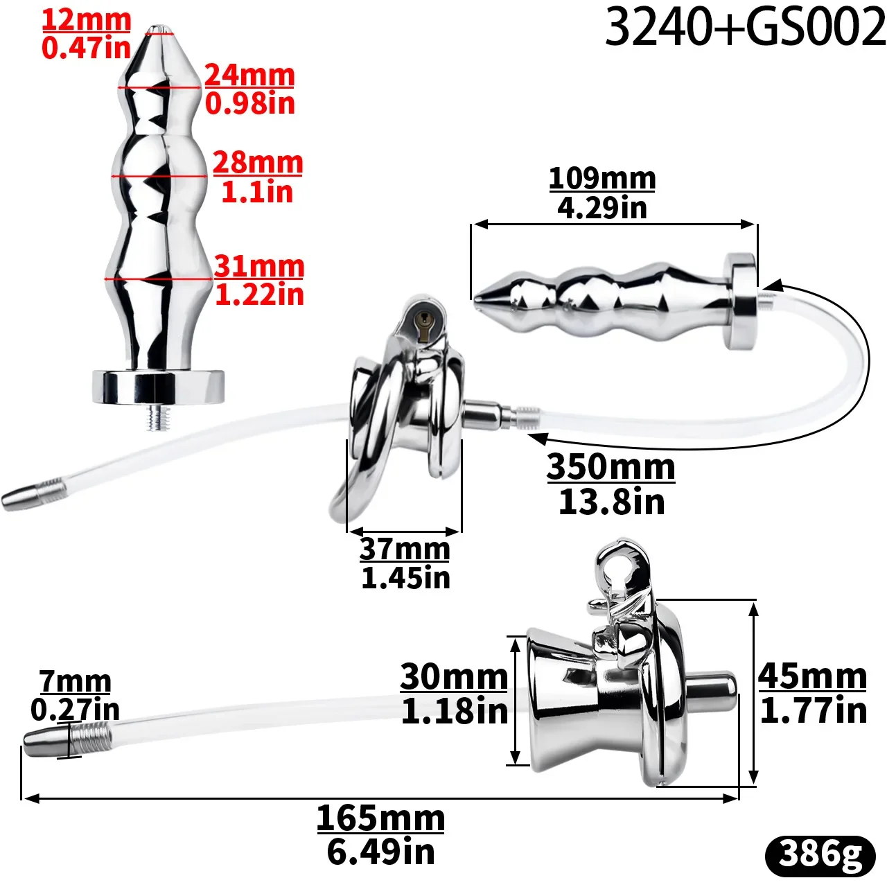 New Chastity Cage with Anal Plugs Male Erotic Masturbator Diversion Shower Enema Double Anal Plugs for Couples Lesbian Gay Men18