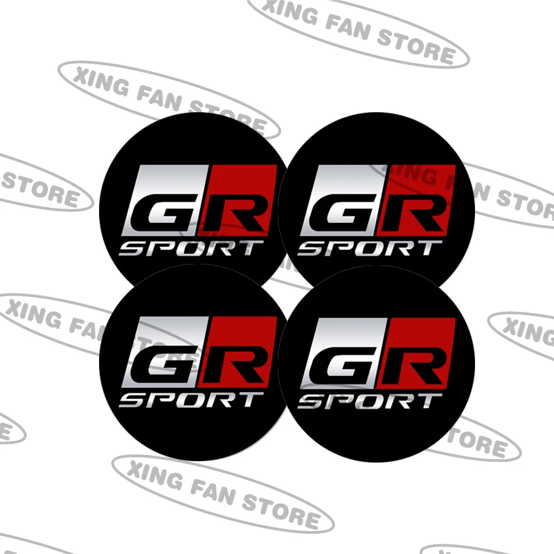 4pcs 56.5mm Car GR Sport Black Red Logo Wheel Center Cap Rim Badge Aluminum Emblem Sticker For Toyota C-HR RAV4 Avensis Prado