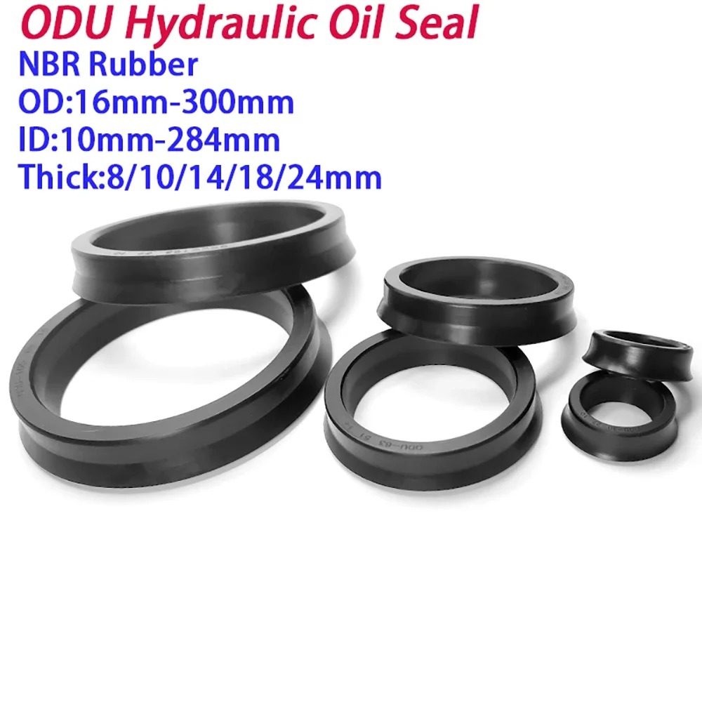 ODU Hydraulic Oil Seal NBR Seal Gasket Black Rubber Seal Gasket OD16-300mm Thick 8-24mm Engineering Machinery/Machine Tool
