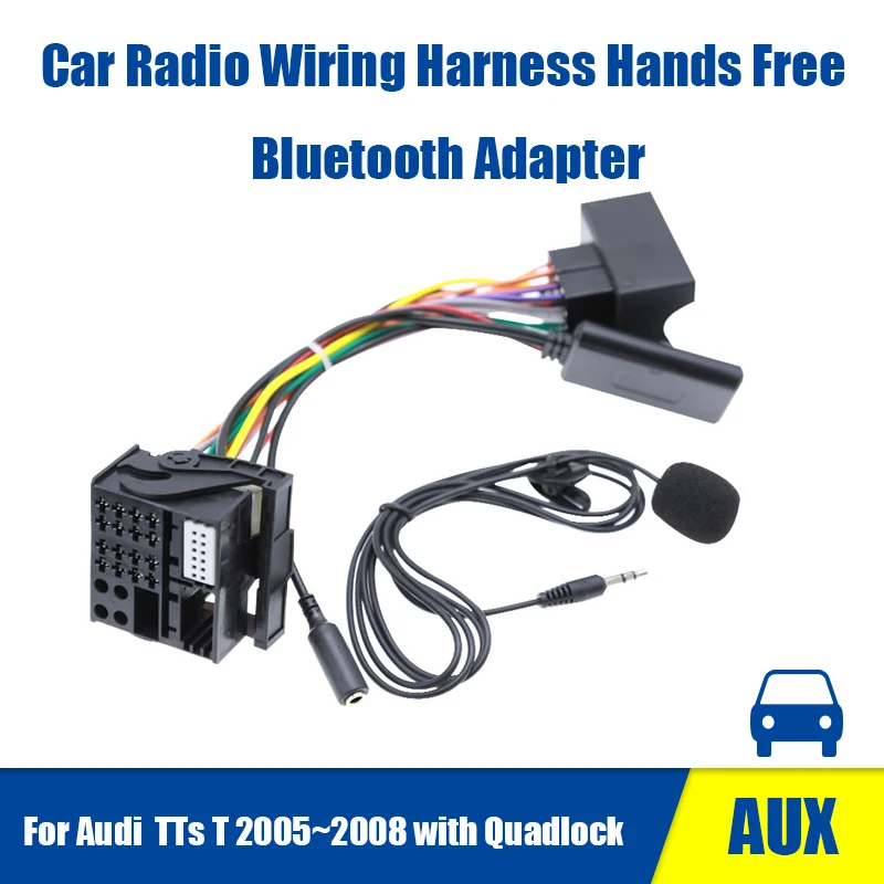 Жгут проводов автомобильного радио, адаптер громкой связи Bluetooth для Audi TTs T 2005 ~ 2008 с квадроблоком, автомобильные аксессуары