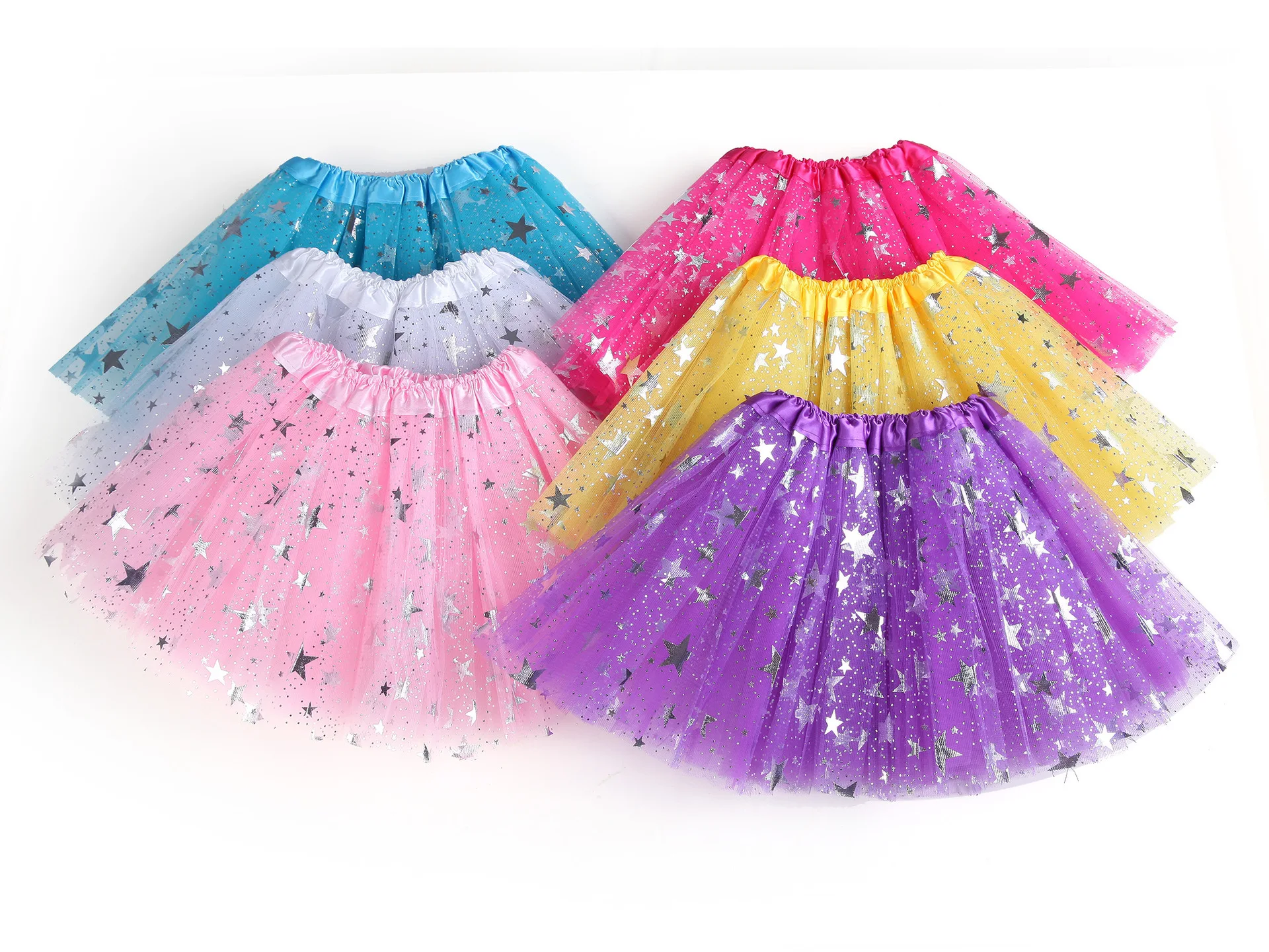 New Fashion Kids Girls Baby Tulle Star Sequins Princess Tutu Skirt Outfits Costume Bouffant Skirt Big Pentacle Net Gauze Skirt