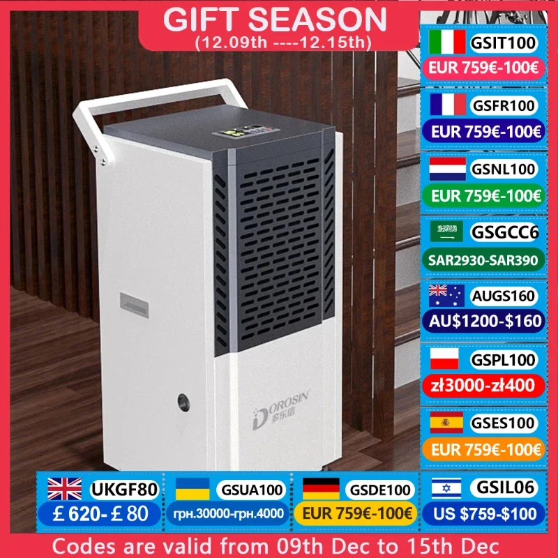 DOROSIN Industrial Dehumidifier 220V Electric Dryer Moisture Remover Smart Humidity Control Auto Air Drying Machine DK-120