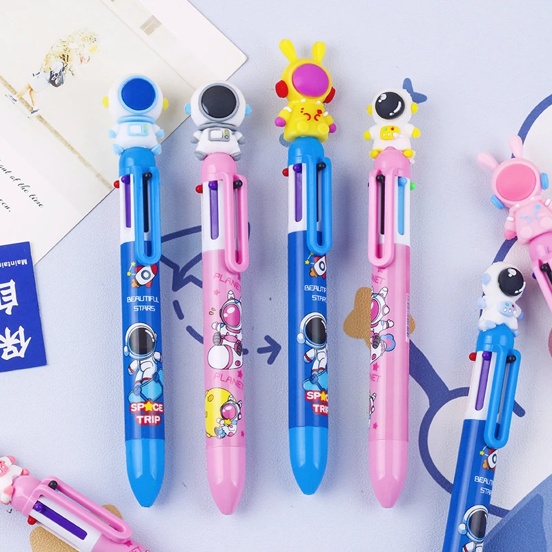 Imagem -03 - Kawaii Desenhos Animados Astronauta Caneta Esferográfica Coelho Bonito Espaçadores Multi Color Imprensa Escrita Estudante Papelaria Cores 10 Pcs por Lote