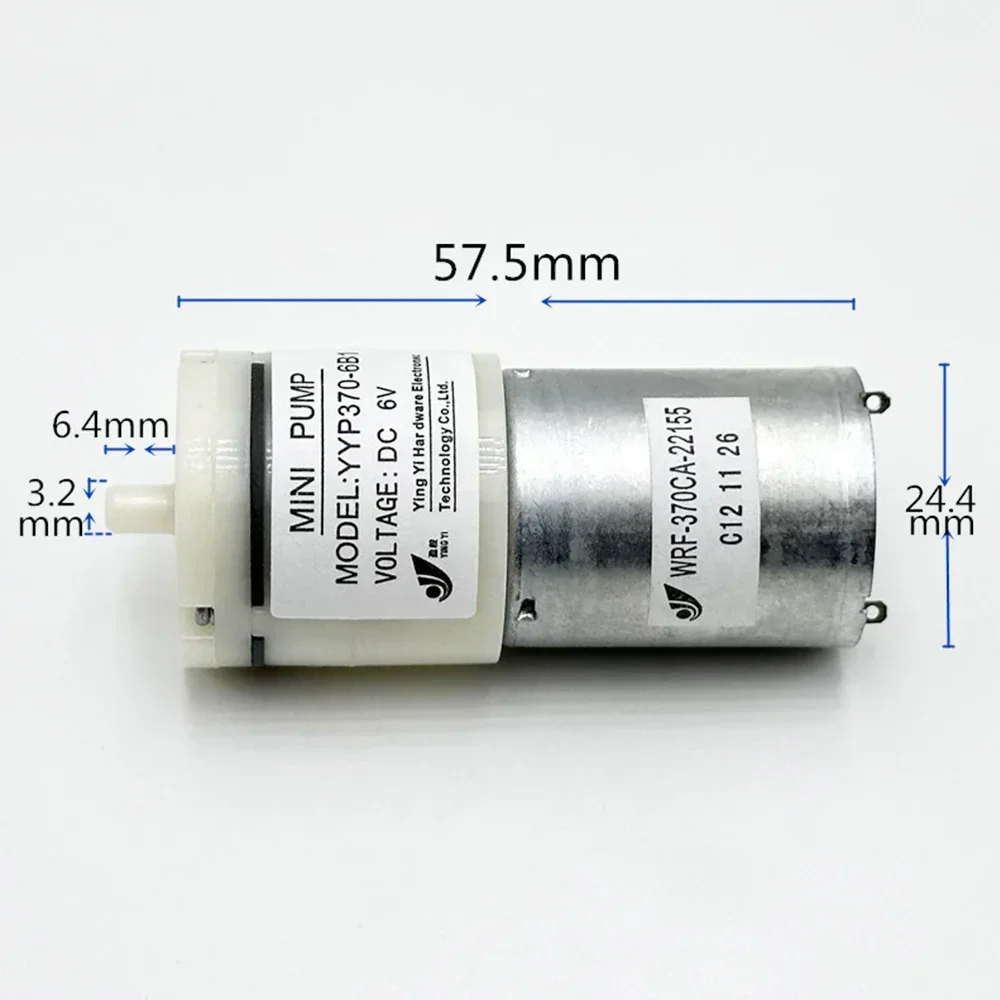 미니 수족관 어항 공기 펌프, 탄소 브러시 모터 다이어프램 산소 펌프, 2L/분 DC 3V-6V 3.7V 4.2V 5V