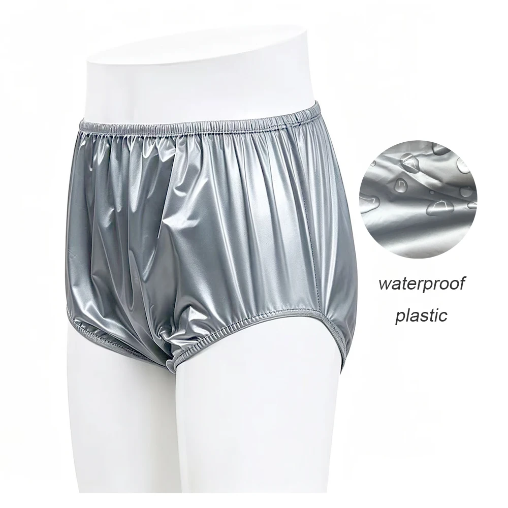 Waterproof Reusable Adult Diaper Cover, Washable Plastic Incontinence Shorts, Elastic Waist Underwear for Elderly Men Women