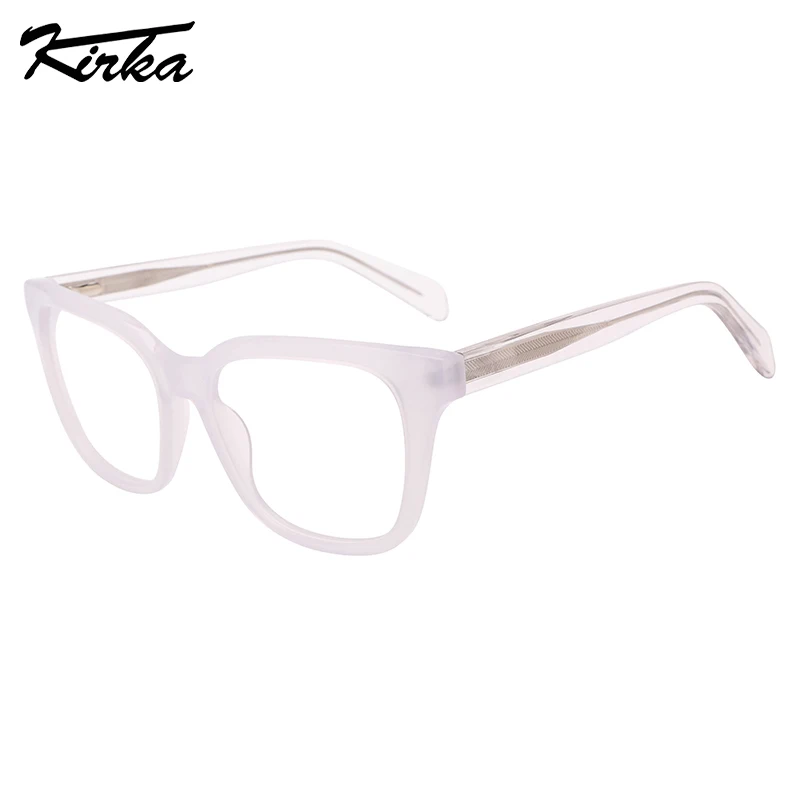 Kirka Female Eyewear Acetate Rectangle Shape Optical Frames Cream Color Design Wide Temple Glasses For Ladies&Women WD1421