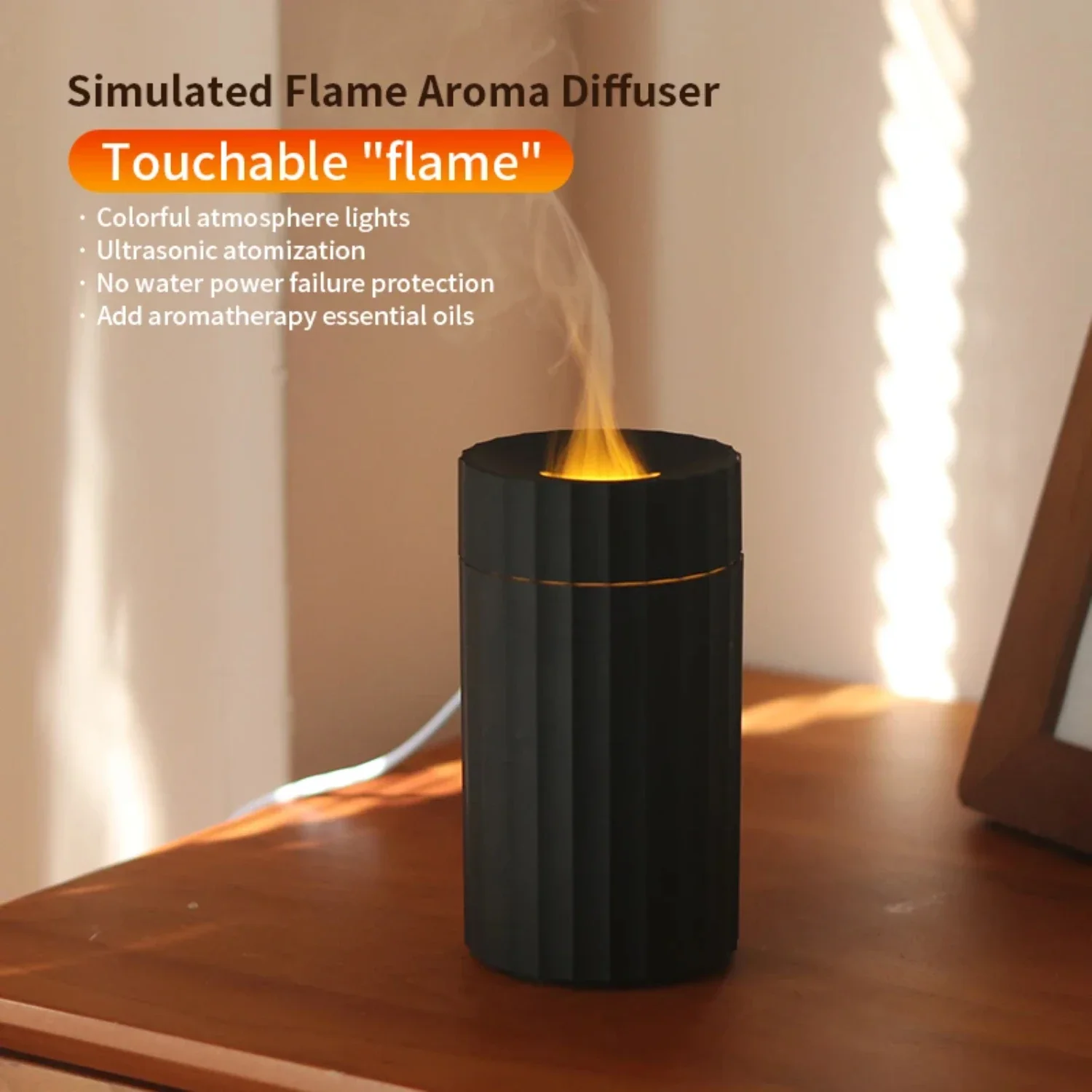 Colorful Flame Ultrasonic USB Diffuser for Fire Essential Oil 100ml - Portable and Stylish Air Humidifier for Home - Refreshing 