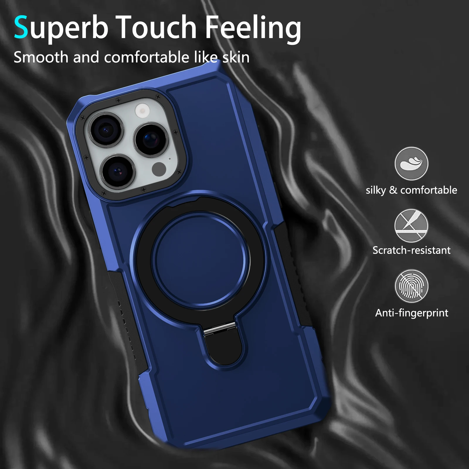 Luxuriöse Panzerhülle für iPhone 17 16 15 14 13 12 11 Pro X XS XR Max 8 Plus mit Ringhalter, Schiebeobjektivständer und stoßfester Handyhülle – Detail 4