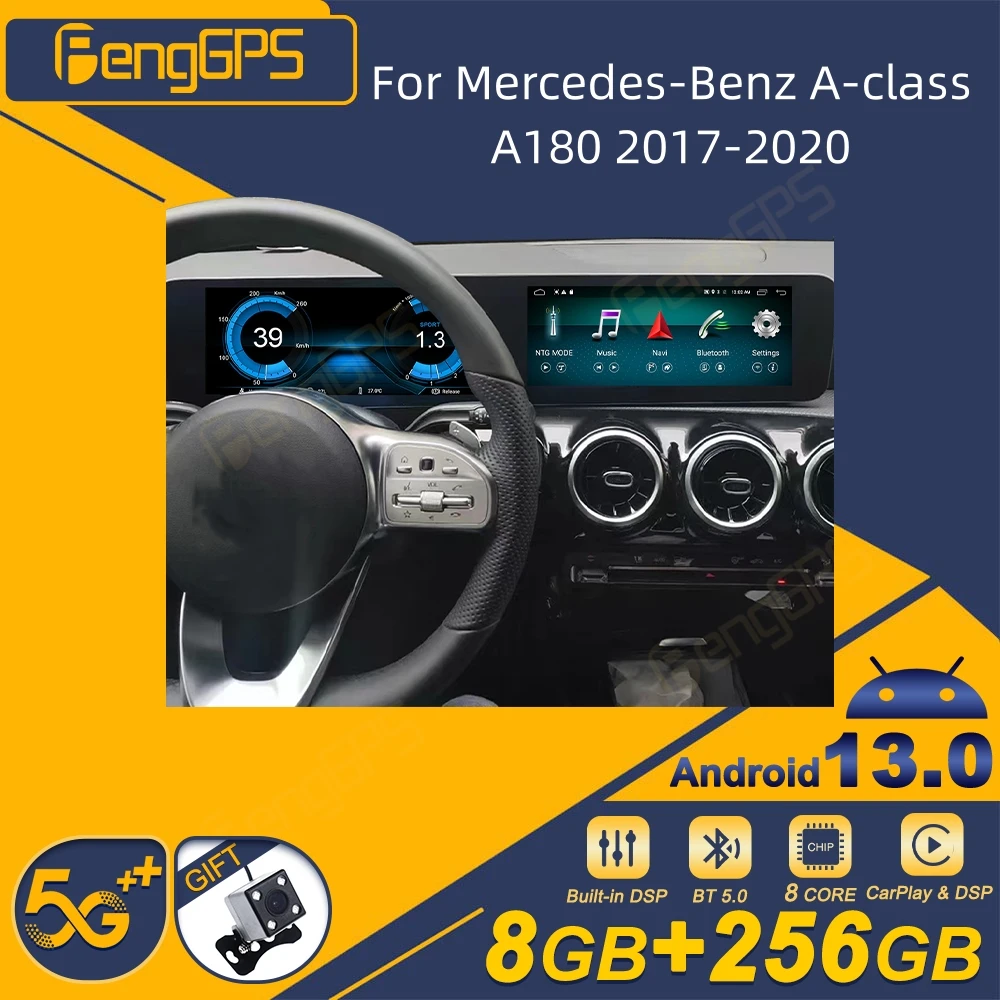 For Mercedes-Benz A-class A180 2017-2020 Car Radio Wireless Carplay Android Auto Intelligent System Multimedia Player GPS Navi