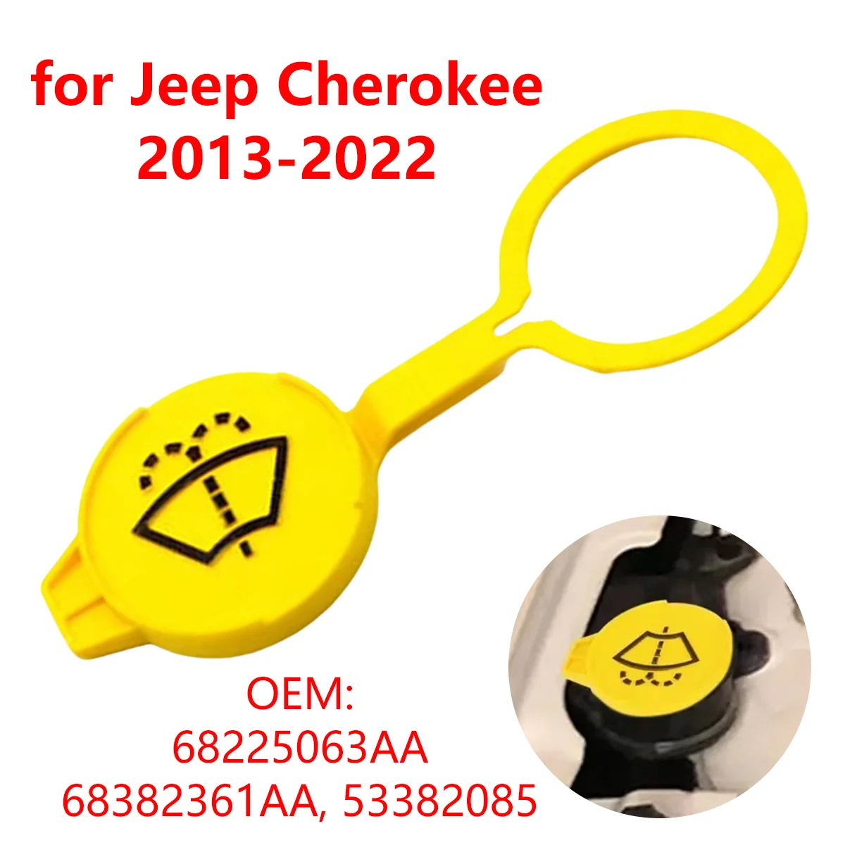 53382085 Car Windshield Wiper Washer Fluid Reservoir Tank Bottle Cap Cover 68382361AA for Jeep Cherokee 2013-2022