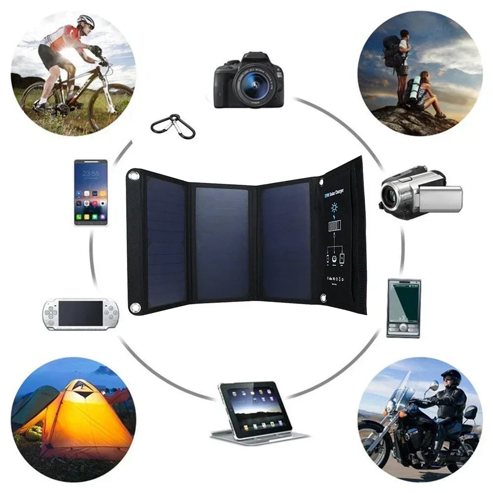 Foldable Solar Panel 7W/10W/21W/28W/30W/60W/100W Power Bank Charger USB For Cell Phone Camping Waterproof Emergency Power Supply