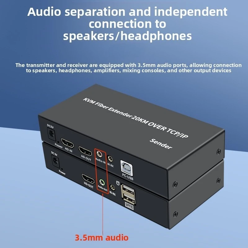 

20Km IP HD Fiber KVM Extender over Sing SC Fiber Cable 1080P HD USB KVM Fiber Optical Transceiver Support USB Keyboard Mouse