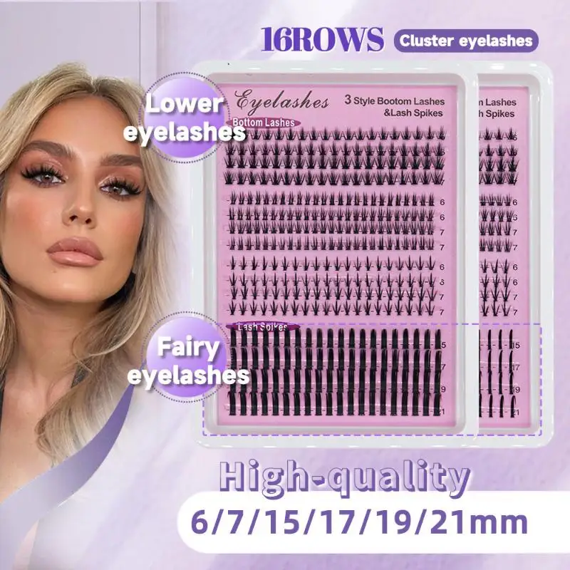 【AD】16Rows Bottom Lashes(6-7mm) And Spikes(15-21mm) Mix DIY Eyelash Extension Wispy Individual Lash Spikes Clusters Lashes Tools