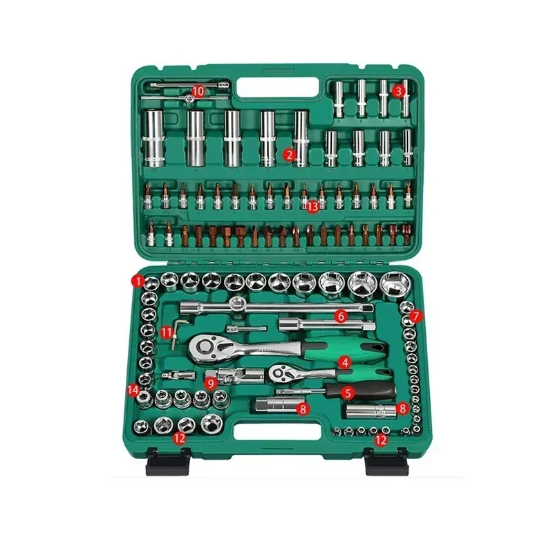 

Auto Repair Tool Socket Wrench Ratchet Repair Car Set Combination Large, Medium and Small Repair Car Multi-function Tool Box