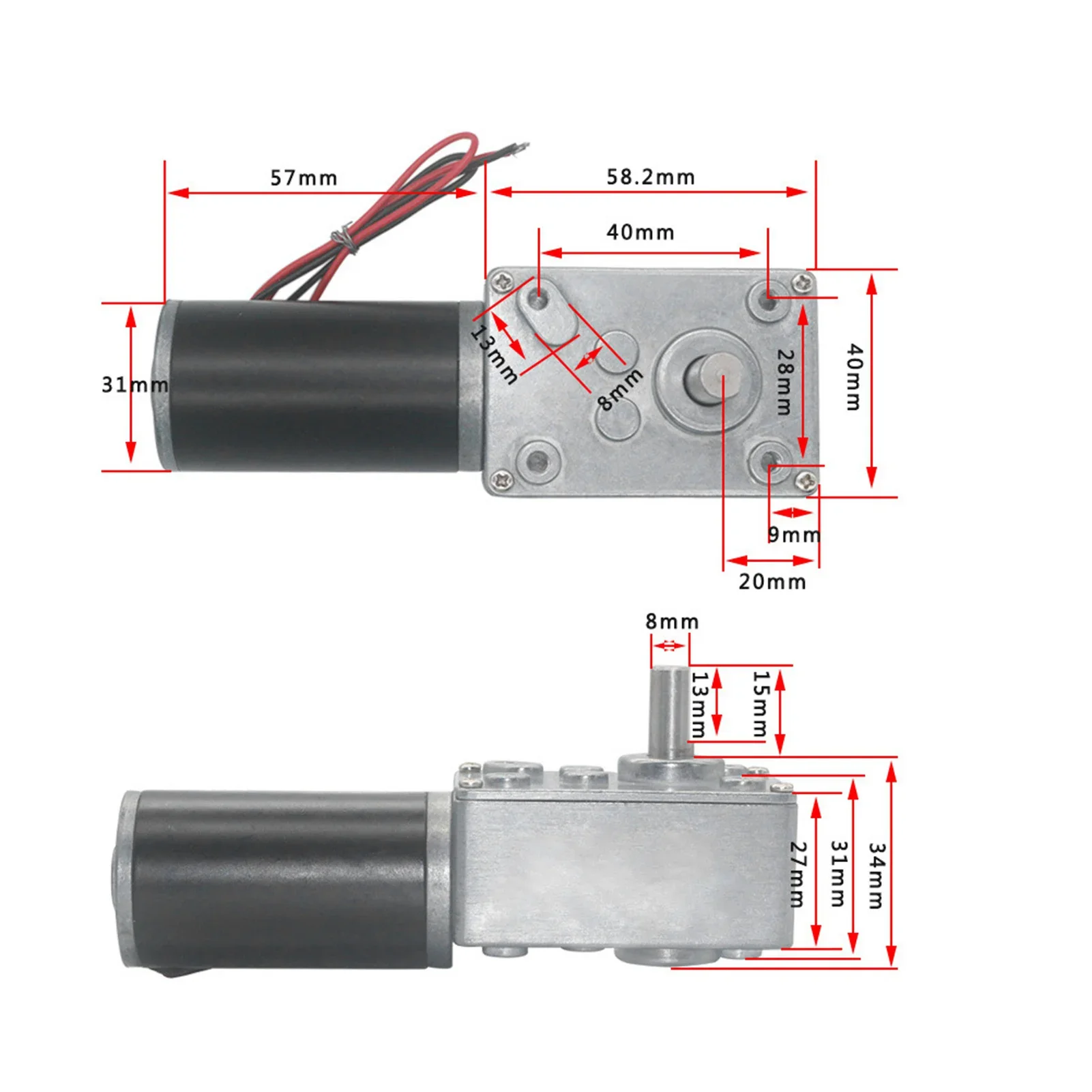 Speed Reduce   Motor Reversible Worm Gear Motor 8mm Shaft 12V(12V,20RPM)