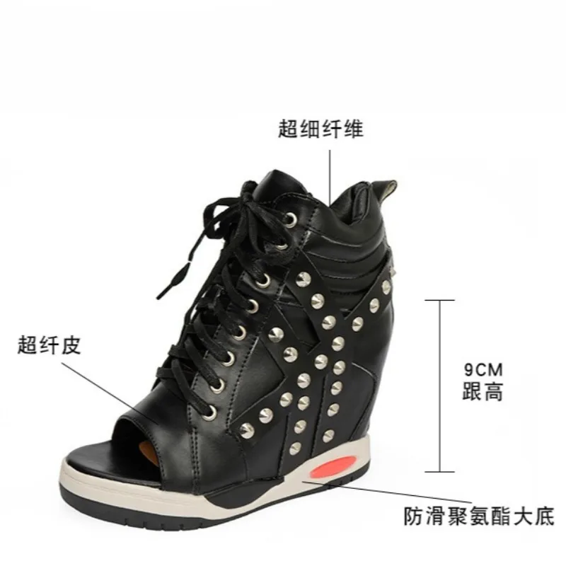 

Summer Women's Cool Boots Platform Rivet Fish Mouth Women's Sandals Ultra-high Slope Heel High-top Woman's Shoes Sandalias Mujer