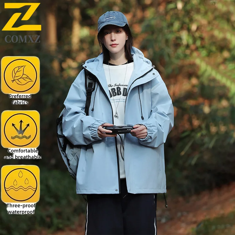 

Новинка 2025 года, мужская и женская модная универсальная ветрозащитная водонепроницаемая дышащая куртка с капюшоном, уличная походная куртка