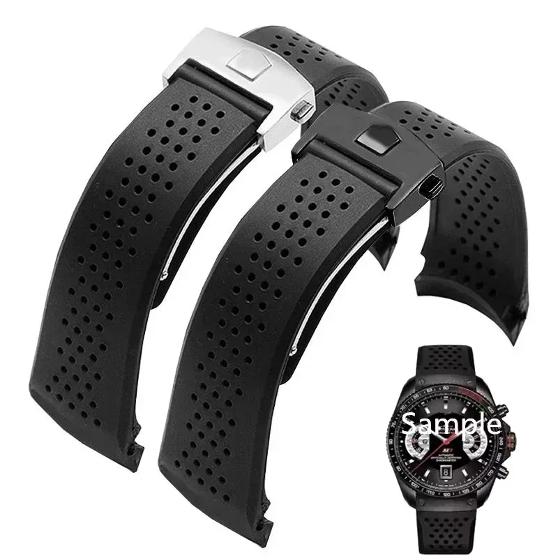 Watch Bracelet For TAG HEUER GRAND CARRERA AQUARACER Soft Silicone Wristband 22mm 24mm Men Watch Strap Rubber Watch Band Chain
