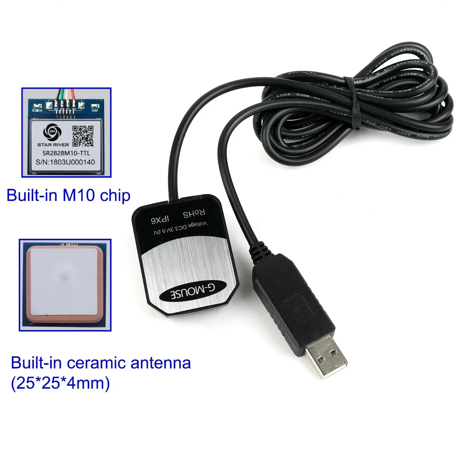 M10 G-MOUSE GNSS Module w/CH340 USB-TTL GPS+BeiDou+Galileo+QZSS Multi-System Positioning for Car/Boat High Precision Navigation