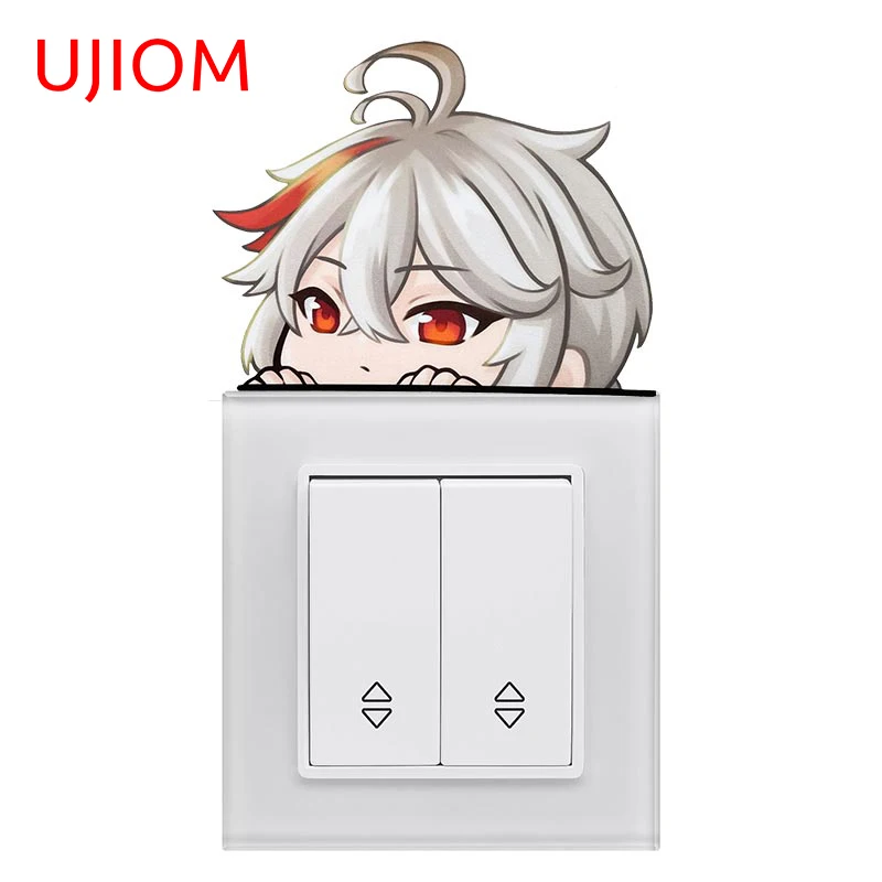 UJIOM 13cm X 10.5cm Genshin Impact Kaedehara Kazuha Peeker Wall Sticker Scratch-Proof Decal Switch Wardrobe Cupboard Decoration