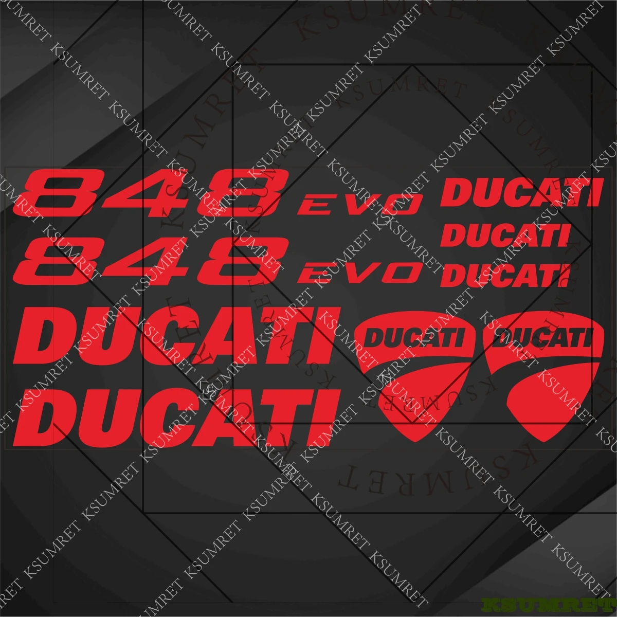 Für Ducati 848 EVO Aufkleber Motorrad-Aufkleber-Set