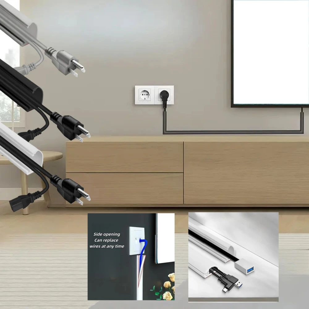 1pc 2mX1.5cm Cable Hider,Flexible Cable Concealer for Wall Mounted TV, Self-Adhesive Cord Hider