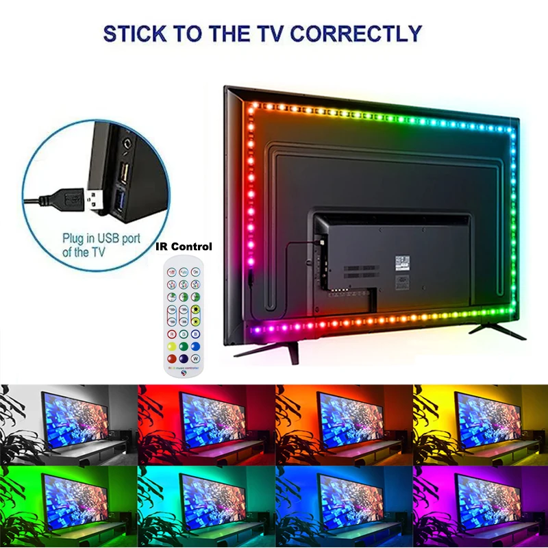 RGB Led Strip Licht TUYA Wifi USB Rgb Led Tape 5V 5050 RGB LED Light Strip Muziek Sync Rgb Led Verlichting Voor Tv Smart Leven