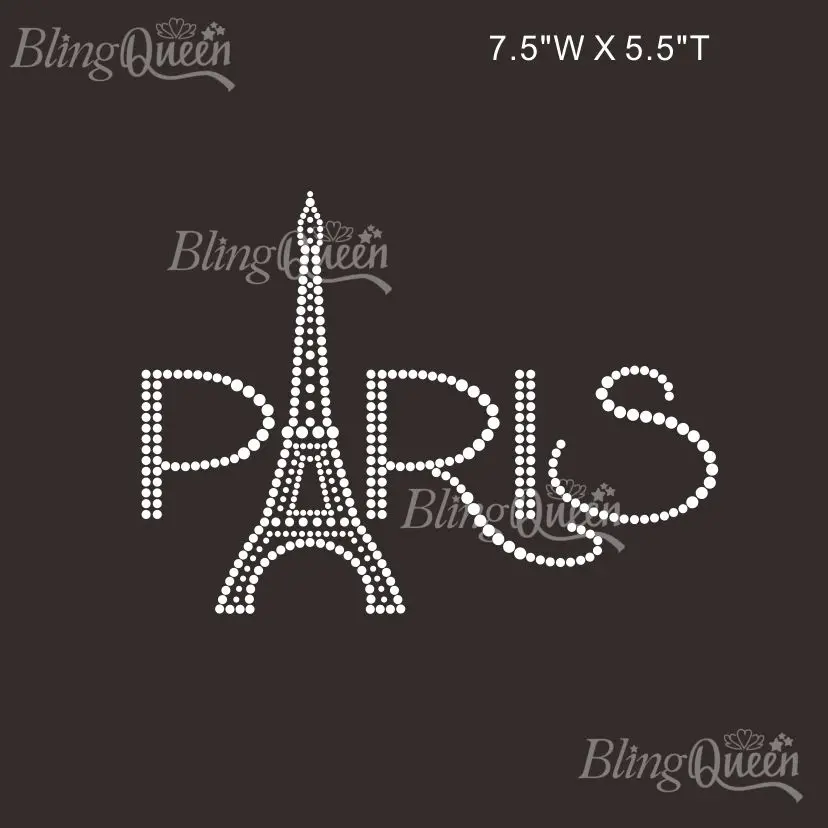 

BlingQueen-Custom Iron On Rhinestone Transfers, Paris Eiffel Tower Design, 25Pcs Lot