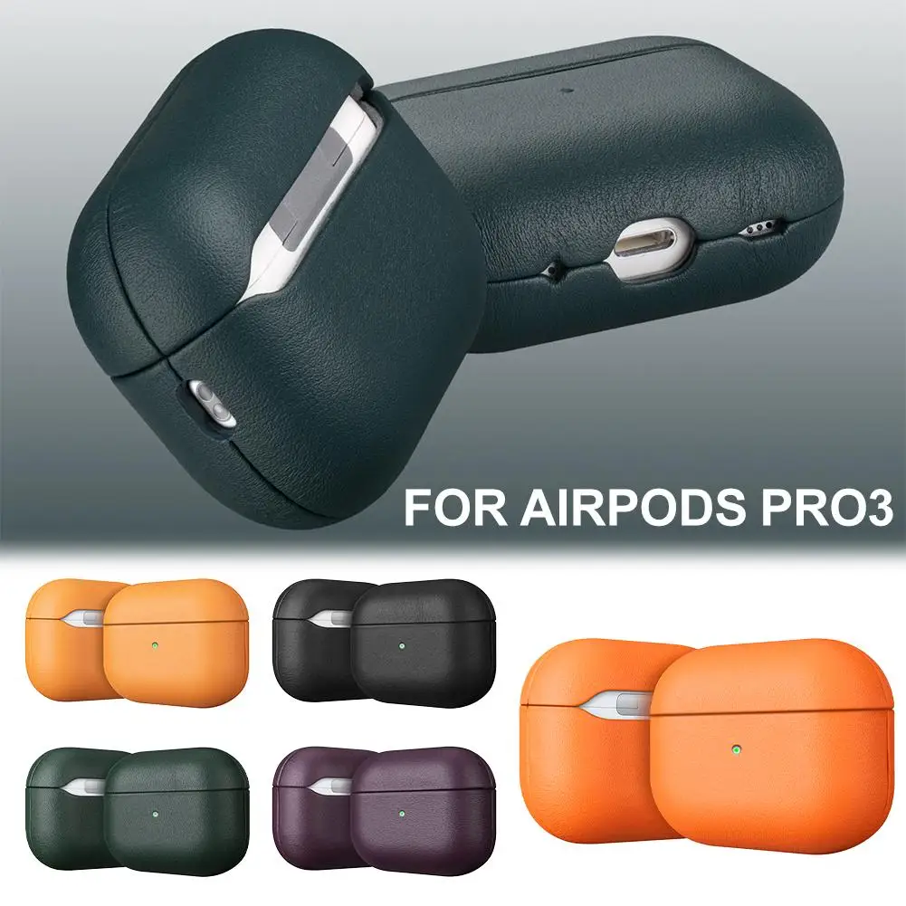 

Чехол из натуральной кожи для AirPods Pro 3, полный защитный чехол, устойчивая к царапинам подкладка, совместимая с беспроводной зарядкой