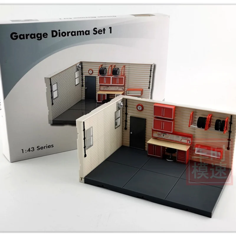 Accessori per l'esposizione dell'officina di riparazione della simulazione della scena del garage del modello di auto pressofuso in scala 1/43