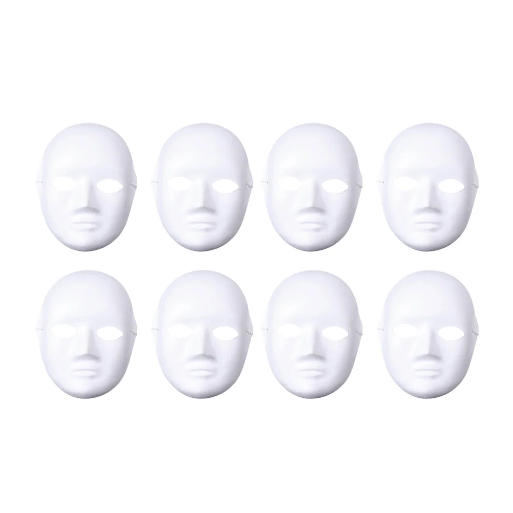 

8 Pcs Unique Mask Pulp Masks Fancy Dress Costume Blank Graffiti Face Cosplay DIY