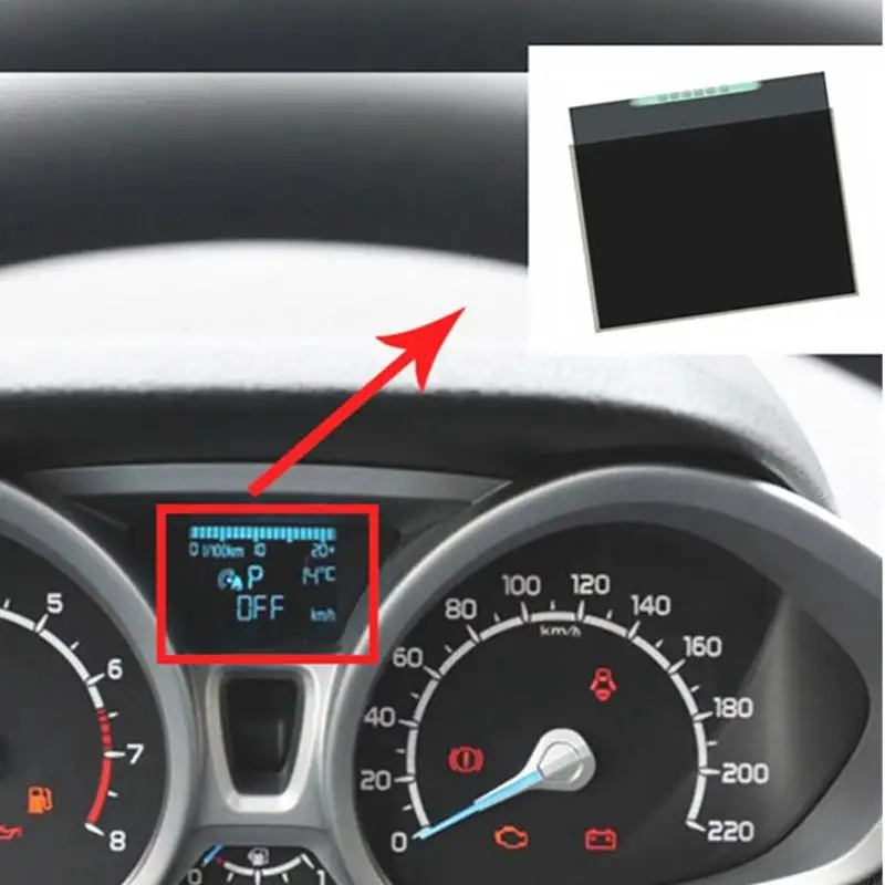 Instrument Cluster Center LCD Screen, Plastic and Glass Display Component with a Dark Rectangular Panel for Center D7YA