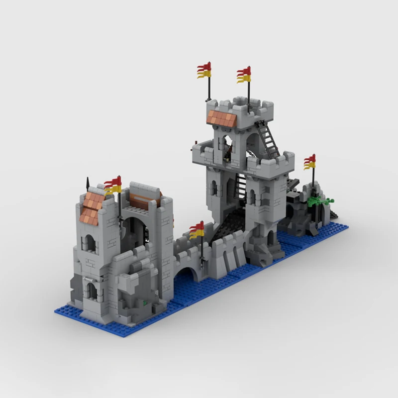 Medieval Castle Model Moc Building Bricks Lion Castle Long Bridge Technology Modular Blocks Gift Christmas Toy DIY Sets Assembly