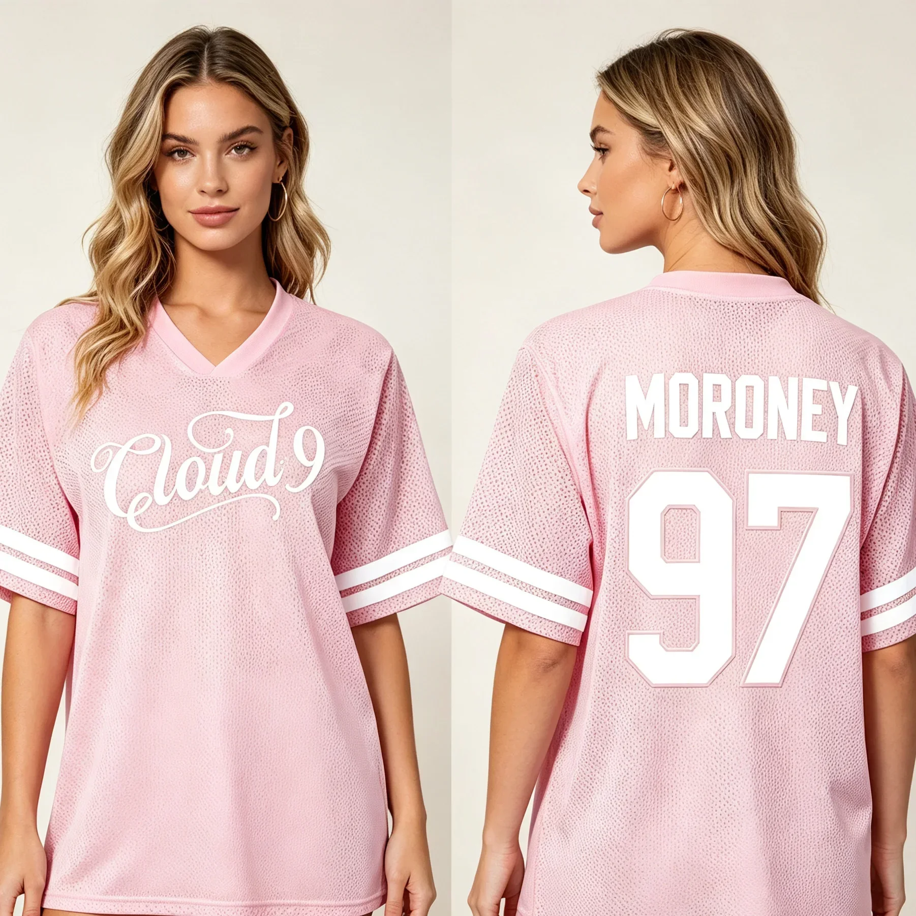 Cloud 9 Tour Jersey Unisex Megan Moroney 3D Print Mesh Shirt Vintage Hip‑Hop V‑Neck Short Sleeve Oversized Tees Sport Streetwear