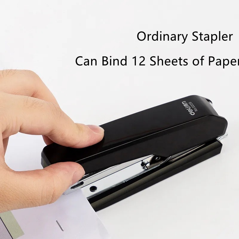 DELI 40 folhas grampeador resistente sem esforço pasta de papel material escolar grampeador de papelaria sem grampos material de escritório