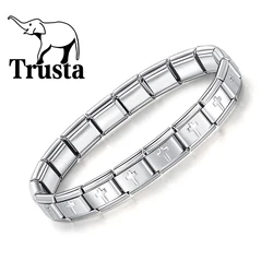 Trusta 2024 New Fashion Cross Belief Jesus Charm Italian 9mm Stainless Steel Bracelet for Women DIY Jewelry Wholesale G-Cross