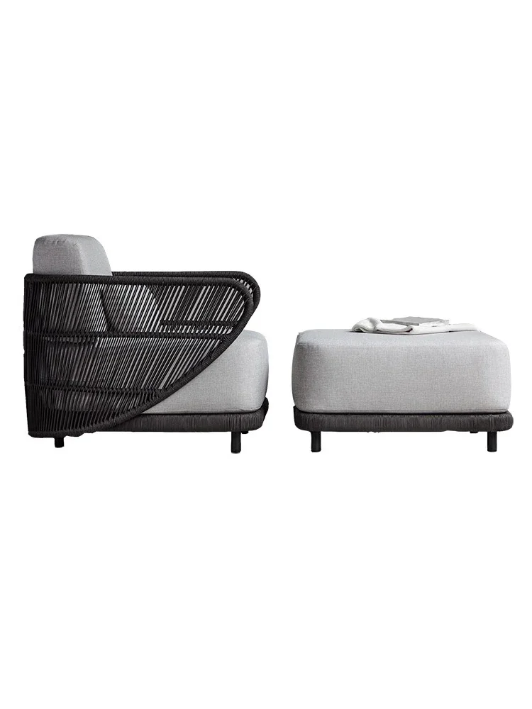 Furniture Balcony Rattan Chair Single Sofa Pedal Rattan Combined Tea Table Recliner Bar Chair Lying Bed Hotel