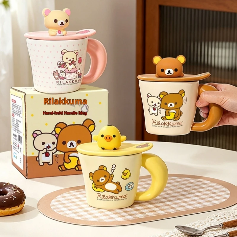 Rilakkuma Licensed Ceramic Mug With Lid 400ml Cute Cartoon Coffee Cup Home Office Lovely Holiday Gifts