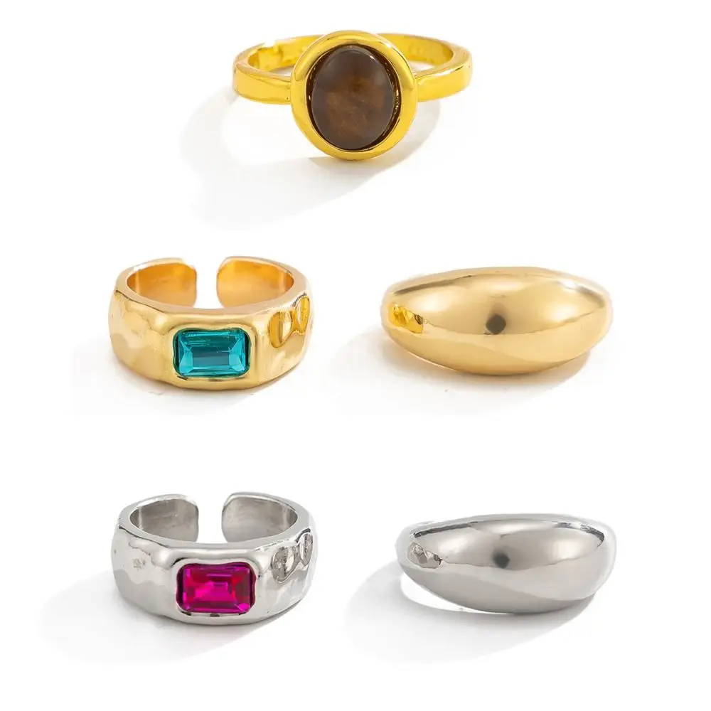 Personality Geometric Foot Ring Set Round Gemstone Toe Rings Gold Punk Style Beach Foot Jewelry Women view 4