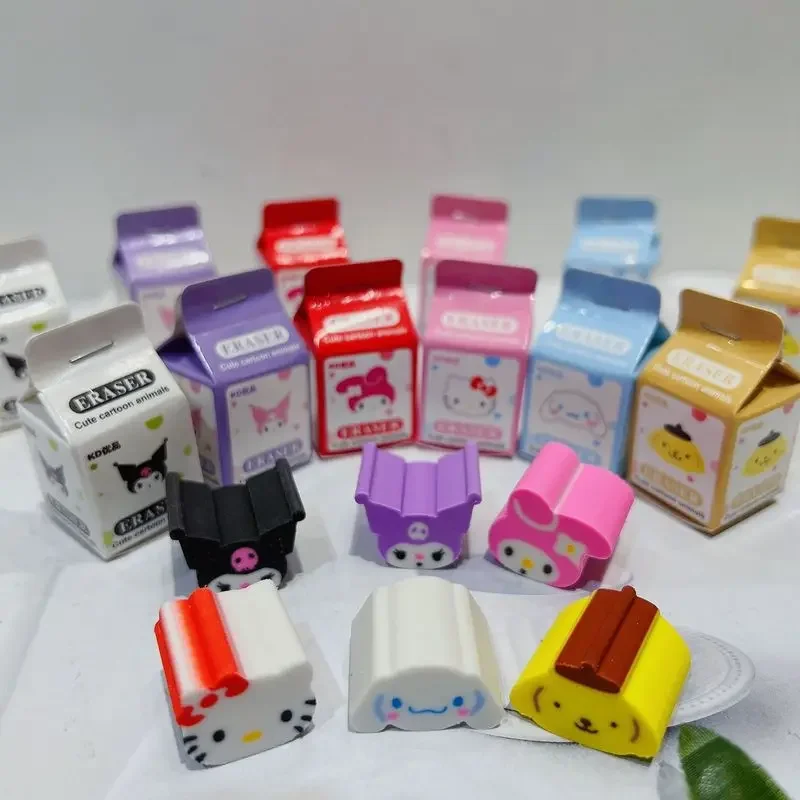 Imagem -03 - Sanrio Cartoon Eraser para Alunos da Escola Limpe Eraser Kuromi Cinnamoroll Papelaria Kawaii Presentes de Aniversário Novo Encaixotado Pcs 36 Pcs