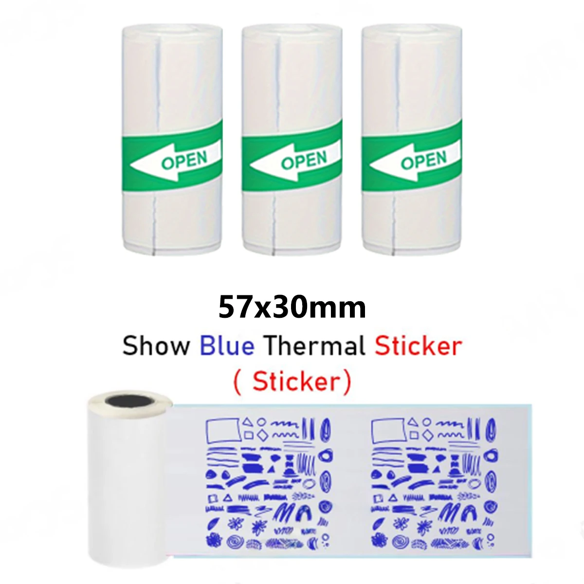 57mm Thermal Printer Photo Papers White Color Blue Stickers Label Papers Self-adhesive BPA Free For Peripage A6 Paperang P1 P2