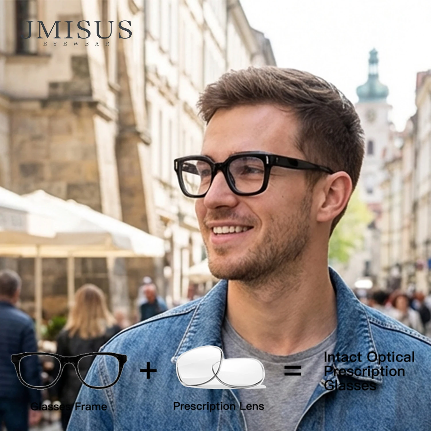

JMISUS Customised Squre Progressive Prescription Glasses Men Ultralight TR90 Photochromic Myopia Optical Eyewear