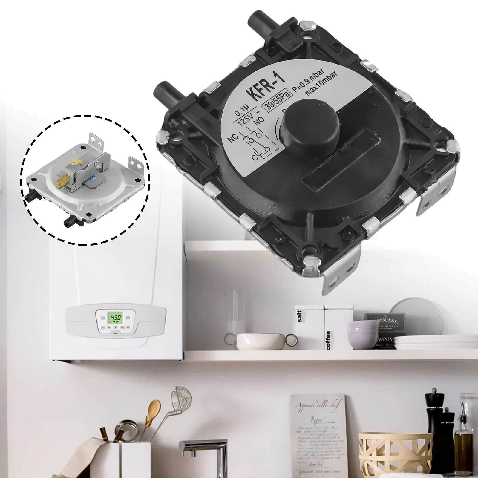 

Replacement Air Pressure Switch for Household Gas Water Heater Exhaust Compatible with KFR1 Plastic and Metal Parts