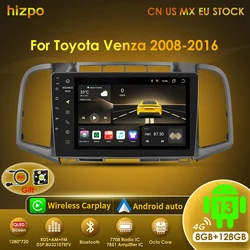 Hizpo Head Unit Audio For Toyota Venza 2008 - 2016 Car Radio Carplay Multimedia Video Player Navigation Stereo GPS Android 12 BT
